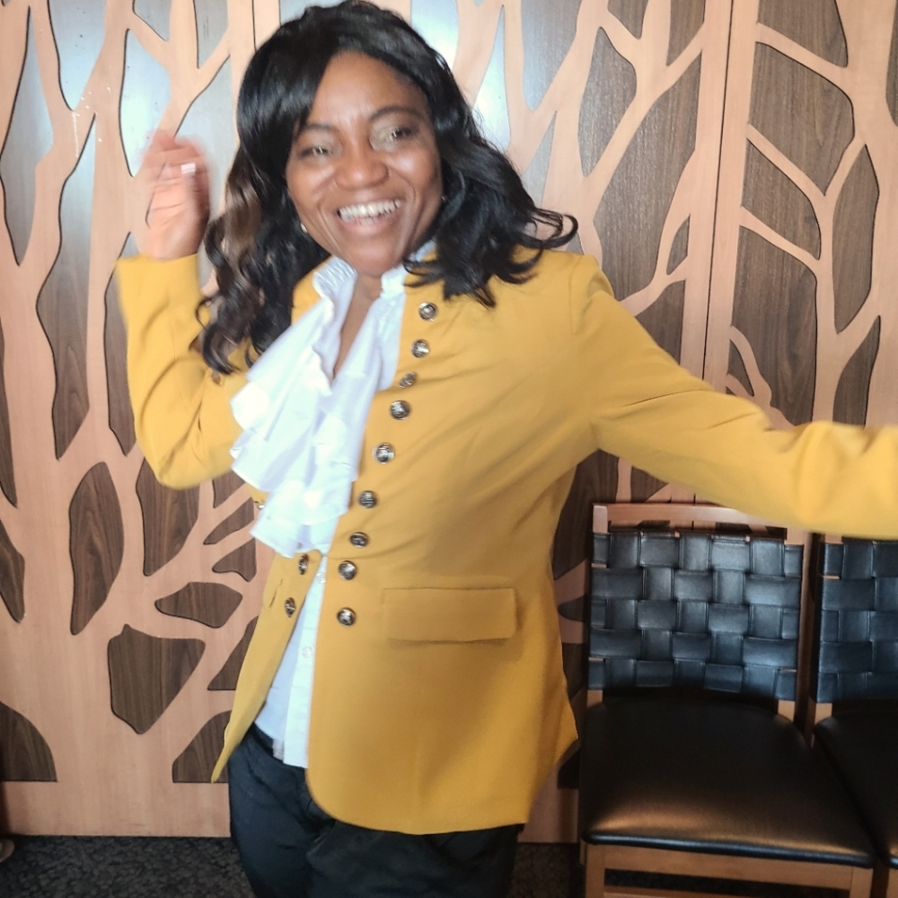 Mustard color blazer with buttons